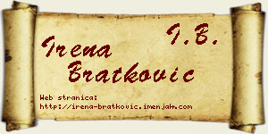 Irena Bratković vizit kartica